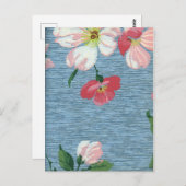  decoratieve blauwe roze Floral Bouquet Briefkaart (Voorkant / Achterkant)