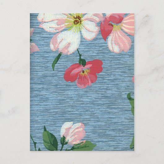  decoratieve blauwe roze Floral Bouquet Briefkaart (Voorkant)
