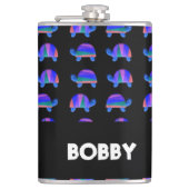 Decoratieve blauwe schildpadden heupfles (Voorkant)