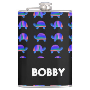 Decoratieve blauwe schildpadden heupfles