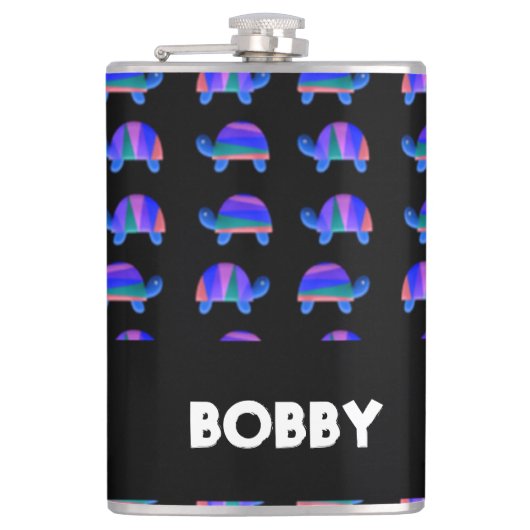 Decoratieve blauwe schildpadden heupfles (Voorkant)