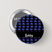 Decoratieve blauwe schildpadden ronde button 5,7 cm (Voorkant /achterkant)
