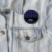 Decoratieve blauwe schildpadden ronde button 5,7 cm (In situ)