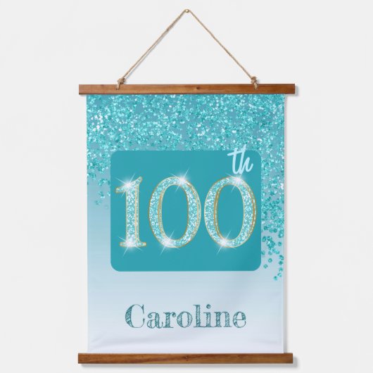 Decoratieve Blauwgroen Glitter 2 foto's 100e verja Hangend Wandkleed (Voorkant 2)