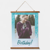 Decoratieve Blauwgroen Glitter 2 foto's 100e verja Hangend Wandkleed (Voorkant 3)