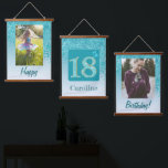Decoratieve Blauwgroen Glitter 2 foto's 18e verjaa Hangend Wandkleed<br><div class="desc">Decoratieve Vallende Blauwgroen Blauwe Glitter met blauwgroen blauw verloop. Voeg twee afbeeldingen toe. Geweldig voor een leuk 18e verjaardagsfeestje.</div>
