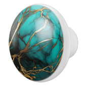 Decoratieve Blauwgroen gouden marmeren bol Keramische Knop (Rechts)