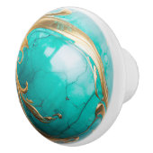 Decoratieve Blauwgroen Marmeren Goud Geschilderde  Keramische Knop (Rechts)
