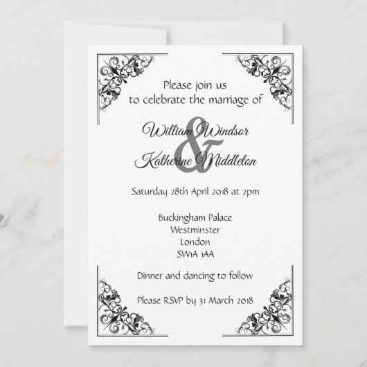 Decoratieve bloeiende hoeken Weddenschap Kaart (Voorkant)