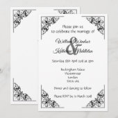 Decoratieve bloeiende hoeken Weddenschap Kaart (Voorkant / Achterkant)