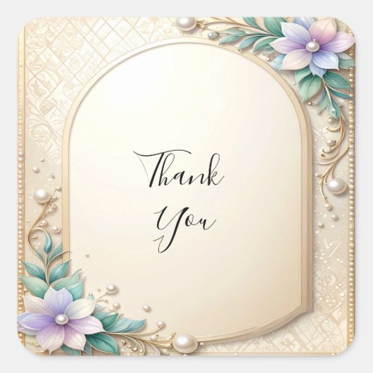 Decoratieve bloem sticker met parels (Voorkant)