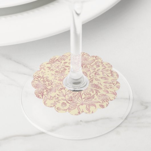Decoratieve bloemen 18 wijnglaslabel (Dichtbij)