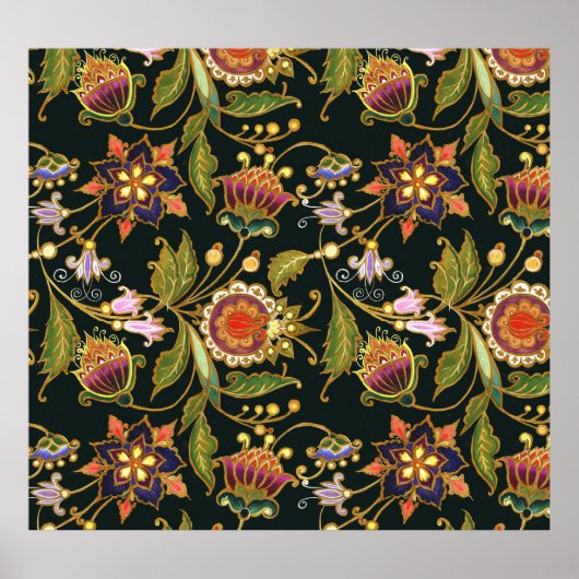 Decoratieve Bloemen: Acryl Gouden Paarse. Poster (Voorkant)