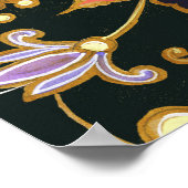 Decoratieve Bloemen: Acryl Gouden Paarse. Poster (Hoek)