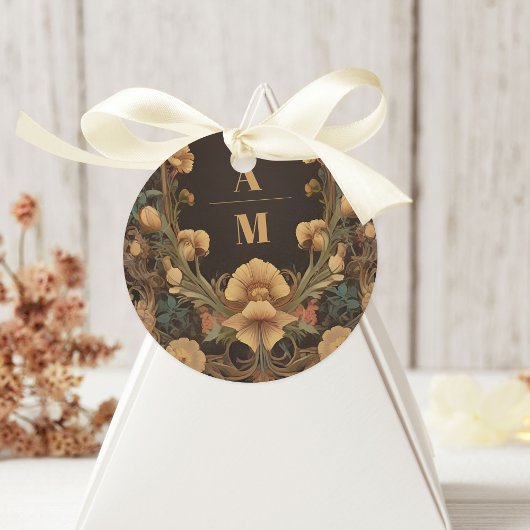 Decoratieve Bloemen Art Nouveau bruiloft Ronde Sticker