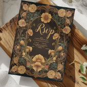 Decoratieve Bloemen Art Nouveau bruiloft RSVP Kaartje