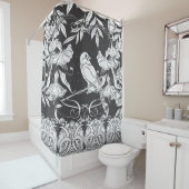 Decoratieve Bloemen Bird Nouveau Poster Douchegordijn (In situ)