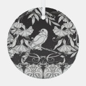Decoratieve Bloemen Bird Nouveau Poster Glas Ornament (Achterkant)