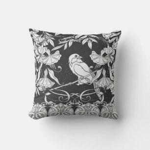 Decoratieve Bloemen Bird Nouveau Poster Kussen