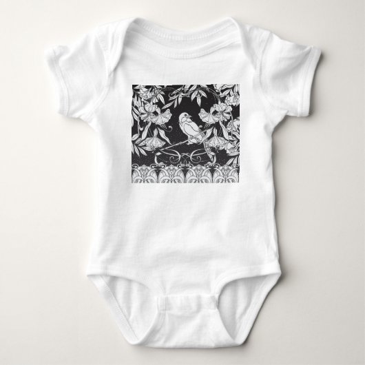 Decoratieve Bloemen Bird Nouveau Poster Romper (Voorkant)