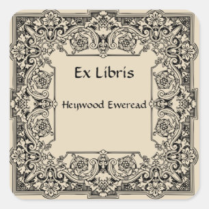 Decoratieve Bloemen Bloemen Lijsten Bookplate Vierkante Sticker