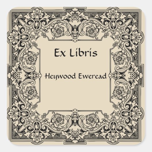 Decoratieve  Bloemen Bloemen Lijsten Bookplate Vierkante Sticker (Voorkant)