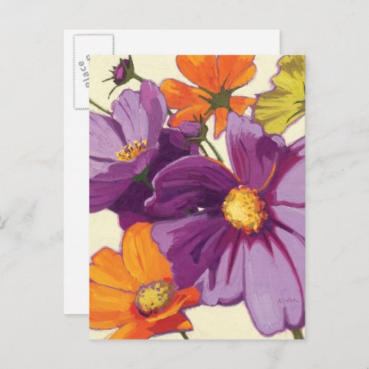 Decoratieve bloemen briefkaart (Voorkant / Achterkant)
