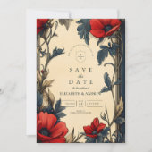 Decoratieve bloemen bruiloft Art Nouveau Save The Date (Voorkant)