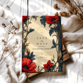 Decoratieve bloemen bruiloft Art Nouveau Save The Date