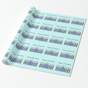 Decoratieve bloemen Chanukah Menorah Cadeaupapier