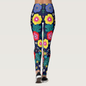 Decoratieve bloemen en bladeren patroon-48675 leggings (Achterkant)
