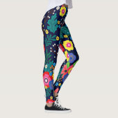 Decoratieve bloemen en bladeren patroon-48675 leggings (Rechts)