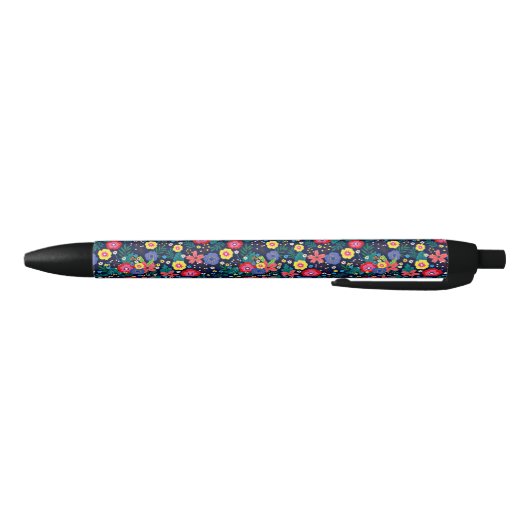Decoratieve bloemen en bladeren patroon-48675 zwarte inkt pen (Bodem)