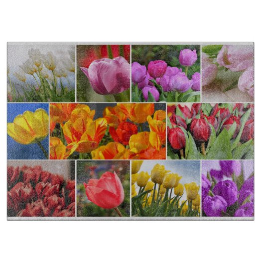 Decoratieve Bloemen Glas Snijplank (Voorkant)
