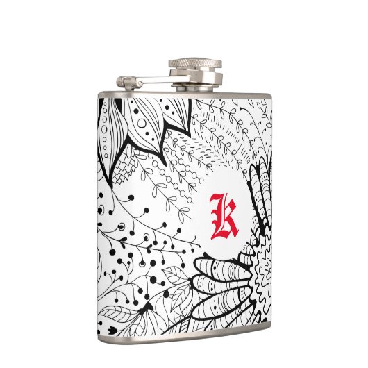 Decoratieve bloemen heupfles (Rechts)