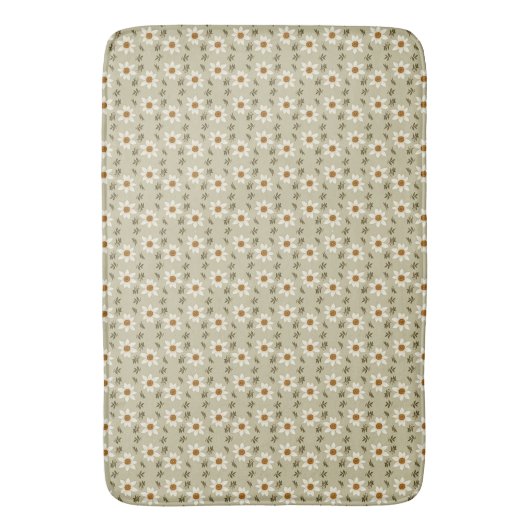 Decoratieve bloemen in wit en beige badmat (Voorkant Verticaal)