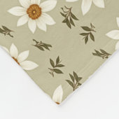 Decoratieve bloemen in wit en beige fleece deken (Hoek)