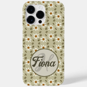 Decoratieve Bloemen In Wit En Beige Gepersonalisee Case-Mate iPhone 14 Pro Max Hoesje