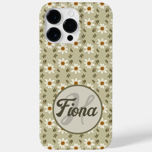 Decoratieve Bloemen In Wit En Beige Gepersonalisee Case-Mate iPhone Case (Achterkant)