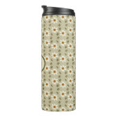 Decoratieve Bloemen In Wit En Beige Gepersonalisee Thermosbeker (Geroteerd rechts)