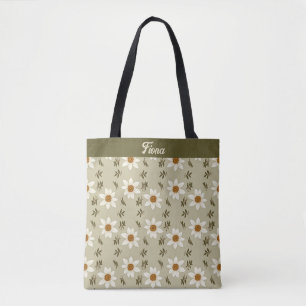 Decoratieve Bloemen In Wit En Beige Gepersonalisee Tote Bag