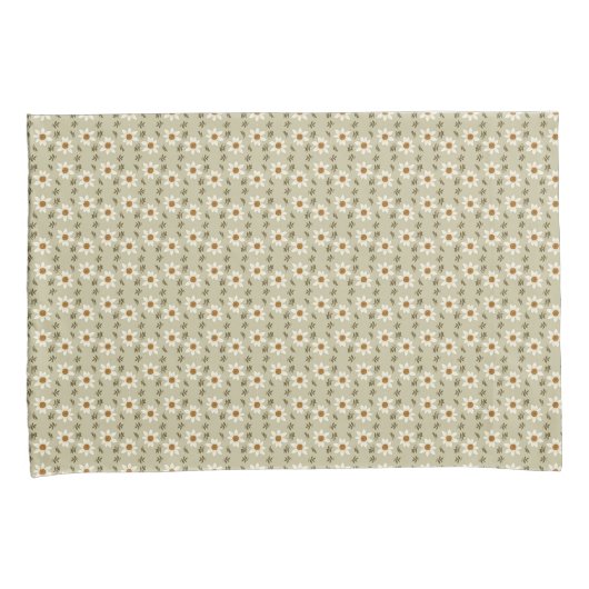 Decoratieve bloemen in wit en beige kussensloop (Voorkant-Rechts)