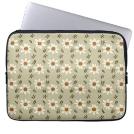 Decoratieve bloemen in wit en beige laptop sleeve