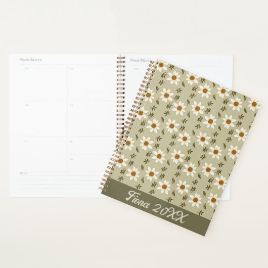 Decoratieve bloemen in wit en beige planner (Display)