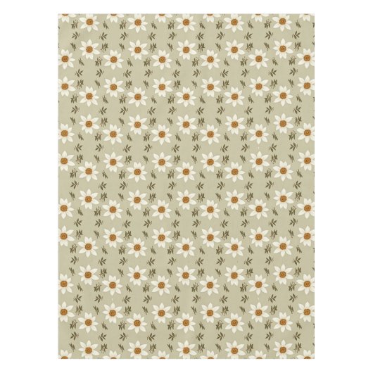 Decoratieve bloemen in wit en beige tafelkleed (Voorkant)