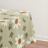 Decoratieve bloemen in wit en beige tafelkleed (Voorbeeld)