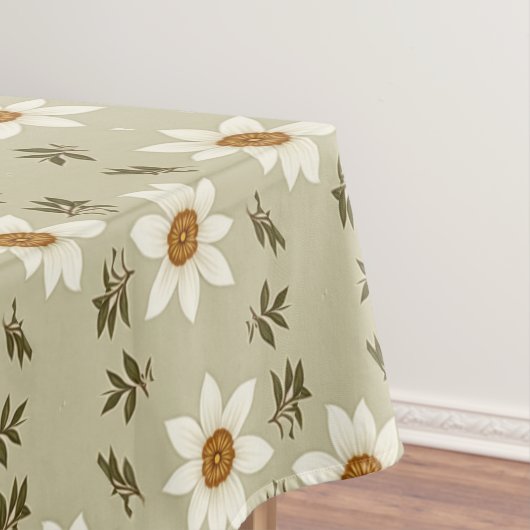 Decoratieve bloemen in wit en beige tafelkleed (Voorbeeld)