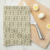 Decoratieve bloemen in wit en beige theedoek (Quarter Fold)