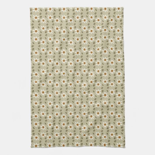 Decoratieve bloemen in wit en beige theedoek (Verticaal)