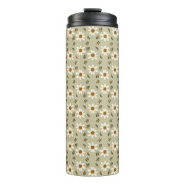 Decoratieve bloemen in wit en beige thermosbeker